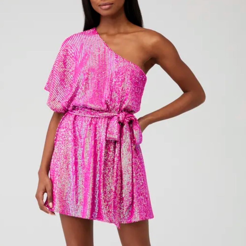 Show Me Your MuMu Trish Mini Dress Pink Sequins Size Small
